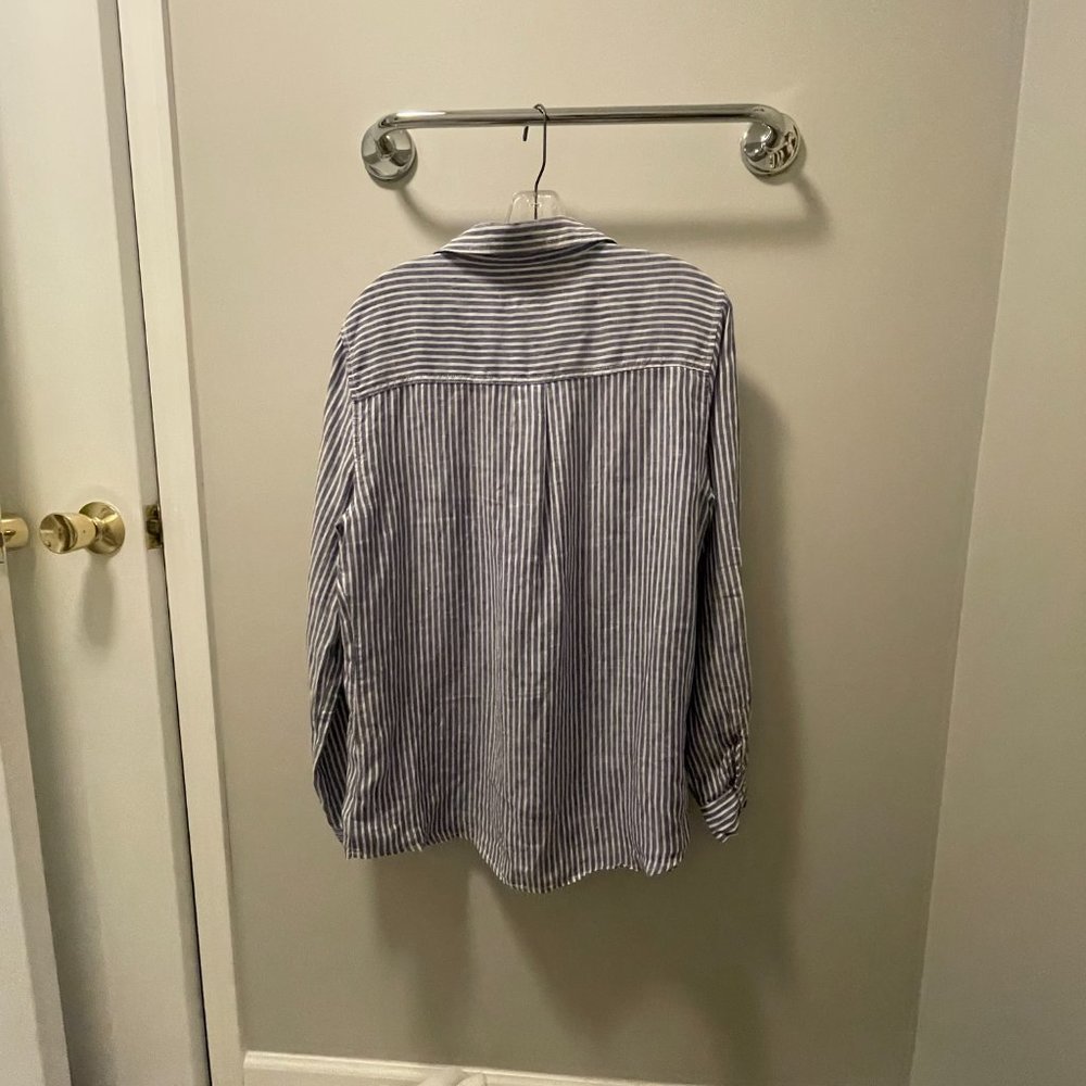 Sigrid Olsen Striped Linen Button Down Shirt With… - image 8